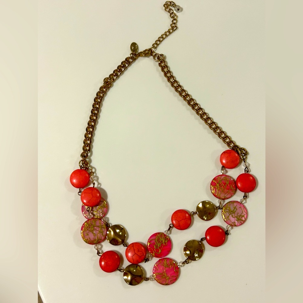 Gold and pink adjustable necklace